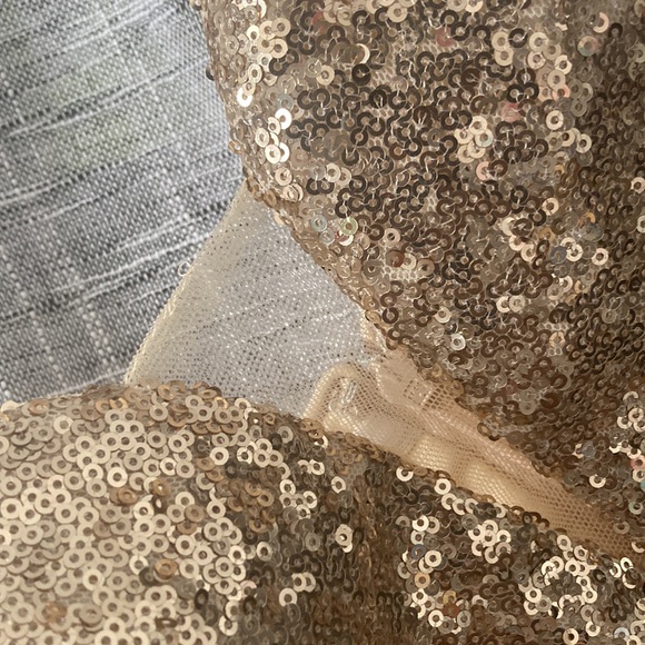 Gold Sequined Ellie Wilde Strapless Dress - Picture 2 of 3